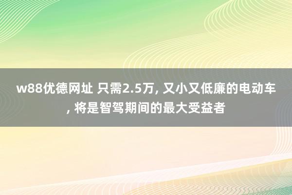 w88优德网址 只需2.5万, 又小又低廉的电动车, 将是智驾期间的最大受益者